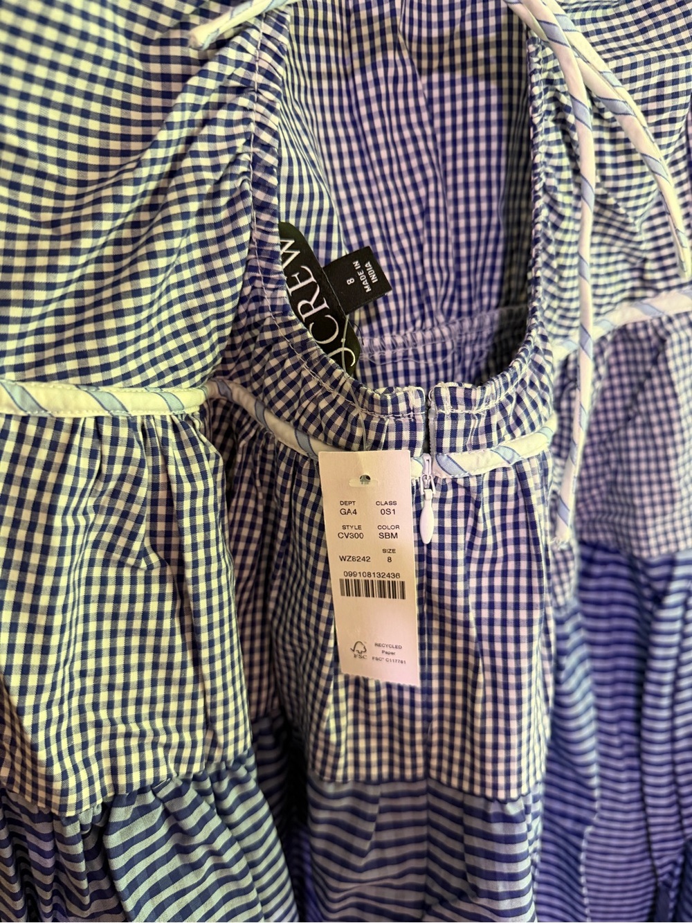NWT J. Crew Open-back Dress in Mixed Gingham Print Size 8 - Picture 6 of 7